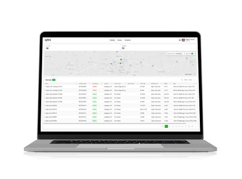 Laptop with screen showing Internet of things connected devices